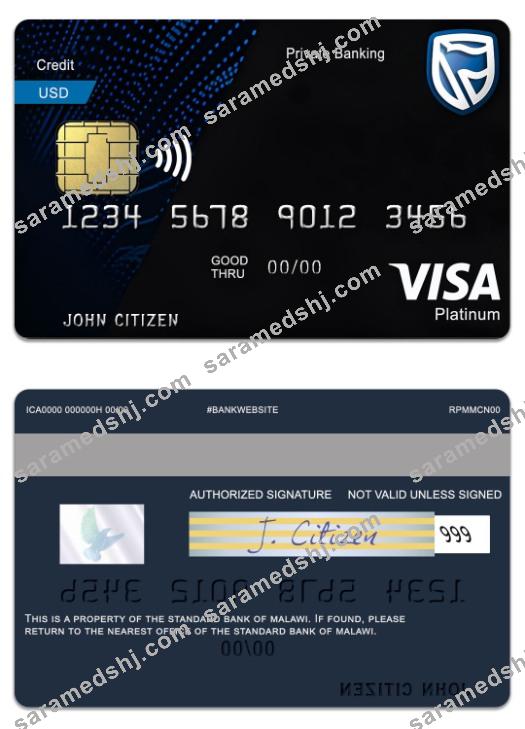 Malawi The Standard Bank platinum debit visa card